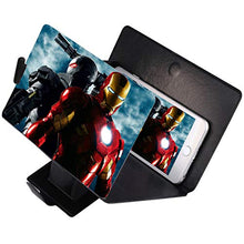Load image into Gallery viewer, DRIDOUAM Mobile Phone Screen Magnifier 8" HD Screen Enlarger 3D Movies Amplifier Foldable Holder Stand Smartphones, PU Leather, Black