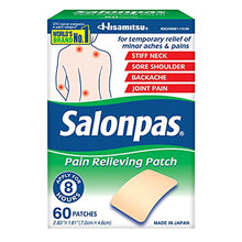 Load image into Gallery viewer, Salonpas Pain Relieving Patch for Back, Neck, Shoulder, Knee Pain and Muscle Soreness - 8 Hour Pain Relief - 60 Count