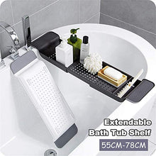 Load image into Gallery viewer, AIKENR Expandable Bath Shelf, Adjustable Bathtub Caddy Tray Storage Rack Multifunctional Bathtub Tub Organizer, Non-Slip Grip, Black