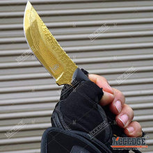 Load image into Gallery viewer, 7.5" Tactical Knife Survival Knife Hunting Knife FULL TANG Fixed Blade Knife Etched Damascus Razor Sharp Edge Camping Accessories Camping Gear Survival Kit Survival Gear Tactical Gear 51565 (Gold)