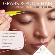 Load image into Gallery viewer, Fine Point Tweezers for Women and Men – Splinter, Ticks, Facial or Chin Hair, Brow and Ingrown Hair Removal – Sharp, Needle Nose, Stainless Steel, Surgical Tweezers Precision Pluckers Majestic Bombay