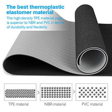 Load image into Gallery viewer, TOMSHOO 1/4In Yoga Mat, Non-Slip Texture Pro Yoga Mat Eco Friendly Exercise Mat Pad with Carrying Strap and Mesh Bag for Home Gym Fitness Workout Pilates Black+Grey