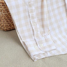 Load image into Gallery viewer, Dubinik Mens Button Down Long Sleeve Shirts 100% Cotton Plaid Casual Shirt with Pocket Beige Khaki
