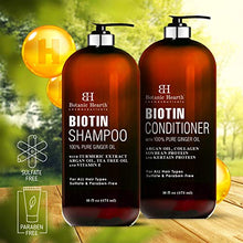 Load image into Gallery viewer, BOTANIC HEARTH Biotin Shampoo and Conditioner Set - with Ginger Oil & Keratin for Hair Loss and Thinning Hair - Fights Hair Loss, Sulfate Free, for Men and Women, (Packaging May Vary),16 fl oz each