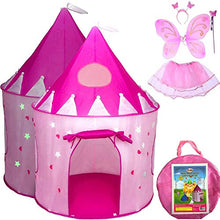 Load image into Gallery viewer, 5-Piece Princess Castle Girls Pop Up Play Tent & Dress Up Costume Bundle - Playhouse Gift for Girls & Toddler for Indoor & Outdoor Use with Pink Fairy Tale Carrying Bag & Glow in The Dark Stars