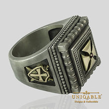 Load image into Gallery viewer, Knight Templar Masonic Cross Handmade Men Signet Ring Sterling Silver 925 Solid Yellow Gold 14K KTR 018SYG14K (12)