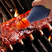 Load image into Gallery viewer, Silicone Basting Brush for Cooking - Oil Dispenser with Brush, All in One Oil Brush for Cooking, BBQ Brush, BBQ Mop -Smoker Accessories Gifts for Men - Sauce Brush for Cooking - Grilling Tools(Orange)