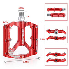 Load image into Gallery viewer, MatyKit S Shape Mountain Bike Pedals of Lightweight, Specialized 9/16" UD Bearings Ultra Strong Colorful CNC Machined Alloy Bicycle Non-Slip Pedal, Anodizing Sealed 3 Bearing Cycling Pedals (Red)