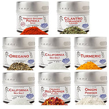Load image into Gallery viewer, Pantry Starter Kit | Non GMO | Gourmet Spices And Salt | 8 Small Batch Herbs & Spices | Handpacked in Magnetic Tins | Gustus Vitae | #214