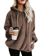 Load image into Gallery viewer, Century Star Womens Fuzzy Hoodies Pullover Cozy Oversized Pockets Hooded Sweatshirt Athletic Fleece Hoodies Brown Large