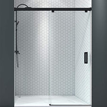 Load image into Gallery viewer, YINVANI Single Sliding Soft Close Shower Door, 56”-60” ×76”, 5/16”(8mm) Clear Tempered Glass, Noiseless Frameless Bathroom Shower Doors SS11-MB607608 (Matte Black)
