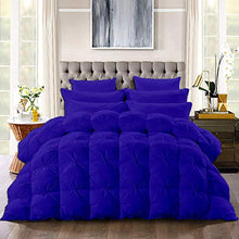 Load image into Gallery viewer, All-Season – Luxury Pinch Pleated Pintuck Cal-king 110x98 Size 3 Piece Quilted Comforter Set, 400 GSM Microfiber Fill Box Stitched with 4 Corner tabs - Machine Washable, Royal Blue Solid