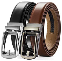 Load image into Gallery viewer, Click Belts for Men Comfort 2 Packs 1 1/4", CHAOREN Ratchet Dress Belt with Adjustable Slide Buckle, Trim to Fit in Gift Set