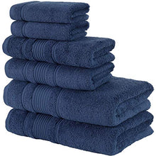 Load image into Gallery viewer, Qute Home Spa & Hotel Towels 6 Piece Towel Set, 2 Bath Towels, 2 Hand Towels, and 2 Washcloths - Navy Blue