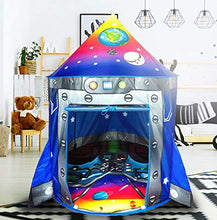 Load image into Gallery viewer, Rocket Ship Play Tent Playhouse | Unique Space and Planet Design for Indoor and Outdoor Fun, Imaginative Games & Gift | Foldable Playhouse Toy + Carry Bag for Boys & Girls | by Imagenius Toys