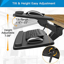 Load image into Gallery viewer, HUANUO Keyboard Tray Under Desk,360 Adjustable Ergonomic Sliding Keyboard & Mouse Tray, 25" W x 9.8" D, Black