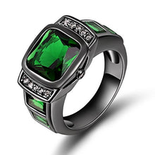 Load image into Gallery viewer, Aunyamanee Jewelry Shop Emerald Cut Size 8,9,10,11 Man's Black 18K Gold Filled AAA Emerald Wedding Rings (10)