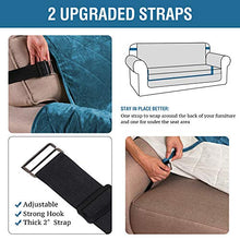 Load image into Gallery viewer, H.VERSAILTEX Sofa Cover Quilted Thick Velvet Plush Couch Cover for 3 Cushion Sofa Slipcover Protector from Pets Dogs, Non-Slip Two Elastic Straps on Back and Base (Sofa 70", Peacock Blue)