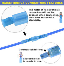 Load image into Gallery viewer, 200PCS Blue 16-14 Gauge Heat Shrink Female Spade Connectors-Haisstronica Spade Wire Connectors-Spade terminlas Quick Disconnect Connectors for Watercraft,Electronics,Automotive Crimp Connectors
