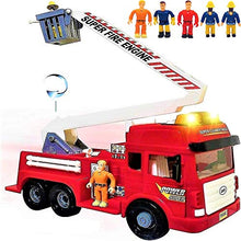 Load image into Gallery viewer, Toy Fire Truck with Lights and Sounds - 4 Sirens - Big Folding Ladder - Powerful Friction Wheels - Large Red Play Fire Engine Firetruck for Kids Toddlers Boys & Girls - Bonus: 5 Toy Figures
