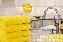 Load image into Gallery viewer, Luxury Turkish Cotton Washcloths for Easy Care, Extra Soft & Absorbent, Fingertip Towels, 4 Pack Washcloth Set by United Home Textile, Lemon Yellow