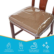 Load image into Gallery viewer, Houseables Chair Seat Covers, Plastic Cover, Fits 16” – 18” Seats, 2 Pack, Clear, Adjustable, PVC, Waterproof Protector, Vinyl, Kids Chairs Slipcover, for Dining Room, Kitchen, Cushion, with Straps