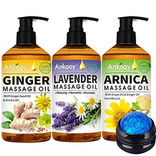 Load image into Gallery viewer, 3 Pack Massage Oil for Massage Therapy with Massage Roller Ball,Ginger Oil Lymphatic Drainage & Arnica Sore Muscle & Lavender Relaxing Massage Oils-Spa Gift Mothers Day Fathers Day Gift for Men Women