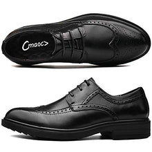 Load image into Gallery viewer, Cmaocv Men's Hybrid Brogue Oxford Wing Tip Leather Lace-Up Dress Business Derby Shoes Black 12 M US 47