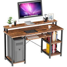 Load image into Gallery viewer, NOBLEWELL Computer Desk with Monitor Stand Storage Shelves Keyboard Tray,47" Studying Writing Table for Home Office (Rustic Brown)
