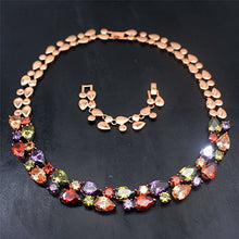 Load image into Gallery viewer, Vanessa Rose Gold Multi Gemstone Jewelry Sets for Women,Sparkling Garnet Amethyst Morganite Peridot Topaz (Necklace)