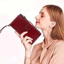 Load image into Gallery viewer, Lynexo Womens Wallet Leather RFID Blocking Long Purse Large Capacity Card Holder Organizer Trifold Ladies Phone Clutch (Red)