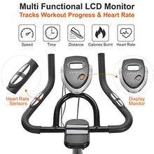 Load image into Gallery viewer, IDEER LIFE Indoor Cycling Bike Stationary Exercise Bike for Home Cardio Workout Smooth Belt Drive with Hand Pulse Sensor/LCD Display/Tablet Mount/Comfortable Seat Cushion(Black09060)