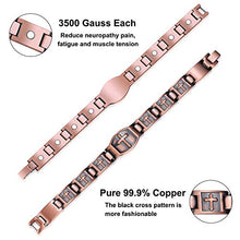 Load image into Gallery viewer, Jecanori Copper Magnetic Bracelet for Men 99.9% Copper Black Cross Magnetic Therapy Bracelet Pain Relief for Arthritis and Carpal Tunnel Health Healing Bracelet with Beautiful Jewelry Box, Adjustable