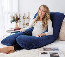 Load image into Gallery viewer, AngQi Full Body Pregnancy Pillow, 60-inch U Shaped Maternity Pillow for Back Pain Relief and Pregnant Women, with Body Pillow Jersey Cover, Gray