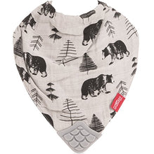 Load image into Gallery viewer, Nuby Reversible 100% Natural Cotton Muslin 3 Piece Teething Bib, Green/Grey/Blue, Dinosaur/Bear/Stripes