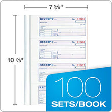 Load image into Gallery viewer, Adams Money and Rent Receipt Books, 3-Part Carbonless, 7-5/8" x 10-7/8", Bound Wraparound Cover, 100 Sets per Book, 4 Receipts per Page, 5 Books per Pack (TC1182-5)