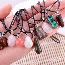 Load image into Gallery viewer, Mix Random 60pcs Natural Stone Pendants Charms Heart Jade Turquoise Quartz Chakra Stone Beads Necklace Jewelry Findings Gemstone with Leather Cord