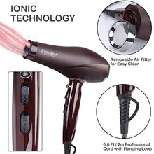 Load image into Gallery viewer, 2000 Watt Hair Dryers, Xpoliman Professional Salon Hair Dryer with AC Motor, Negative Ionic Blow Dryer with Diffuser Concentrator Comb, 2 Speed 3 Heat Settings,Low Noise Long Life Style-Brown/Purple