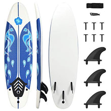 Load image into Gallery viewer, GYMAX Surfboard, 6' Body Board with Removable Fins & Protective Leash, Non-Slip Surfing Board for Surfing, Fishing Water Yoga