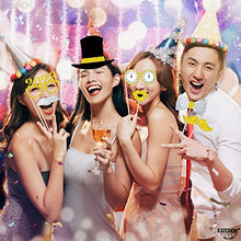 Load image into Gallery viewer, New Years Eve Photo Booth Props 2023 - Glitter, Pack of 25 | New Years Photo Booth Props 2023 | New Years Eve Party Supplies 2023 | NYE Photo Booth Props 2023, Happy New Year Decorations 2023 Props