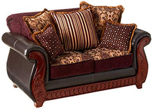 Load image into Gallery viewer, Furniture of America Kildred 2-Piece Fabric and Leatherette Sofa Set, Burgundy