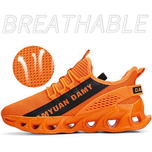 Load image into Gallery viewer, Damyuan Mens Running Tennis Shoes Athletic Gym Walking Workout Sports Fashion Sneakers Blade Shoes Zipper Design Slip-on Comfortable A79 (9.5 Men, Orange)