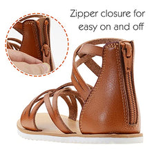 Load image into Gallery viewer, LseLom Girls Fashion Gladiator Casual Sandals Open-Toe Ankle Strap Brown Size 2