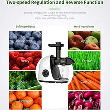 Load image into Gallery viewer, Juicer Machines, Jocuu Slow Masticating Juicer Extractor, Cold Press Juicer Easy to Clean, for Vegetables and Fruits, Two Speed Modes, Reverse Function, Quiet Motor, with Brush and Recipes, White