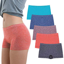 Load image into Gallery viewer, R RUXIA Women's Boyshort Panties Seamless Nylon Underwear Stretch Boxer Briefs 5 Pack (5 Pack(grass Green,blue,light Coffee,orange,black), X-Large) …