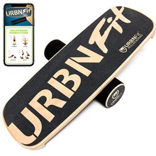 Load image into Gallery viewer, URBNFit Wooden Balance Board Trainer - Wobble Board for Skateboard, Hockey, Snowboard & Surf Training - Balancing Board w/ Workout Guide to Exercise and Build Core Stability
