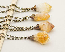 Load image into Gallery viewer, Raw Citrine Crystal Antique Bronze Long Chain Pendant Necklace 24 Inches