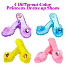 Load image into Gallery viewer, Princess Dress Up Shoes Set Girls Role Play Shoes Pretend Jewelry Toys Set Gift Set 4 Pairs of Shoes Kit Collection of Tiara Crown Earrings Necklace Rings Handbag Gloves for Girls Aged 3-6 Years Old