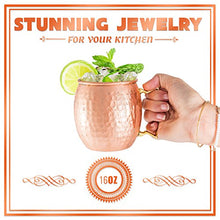 Load image into Gallery viewer, Moscow Mule Copper Mugs - Set of 4 - 100% HANDCRAFTED Pure Solid Copper Mugs - 16 Oz Gift Set with Highest Quality Cocktail Copper Straws, Copper Shot Glass & 2 E-Books by Copper-Bar
