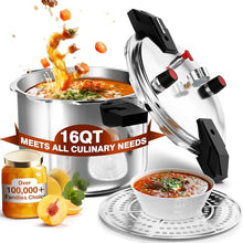 Load image into Gallery viewer, Wantjoin 16 Quart Pressure Canner & Cooker | Commercial Aluminum Canner | Induction Compatible | Pressure Gauge & Pressure Regulator | Multi Pressure Levels& Easy Locking